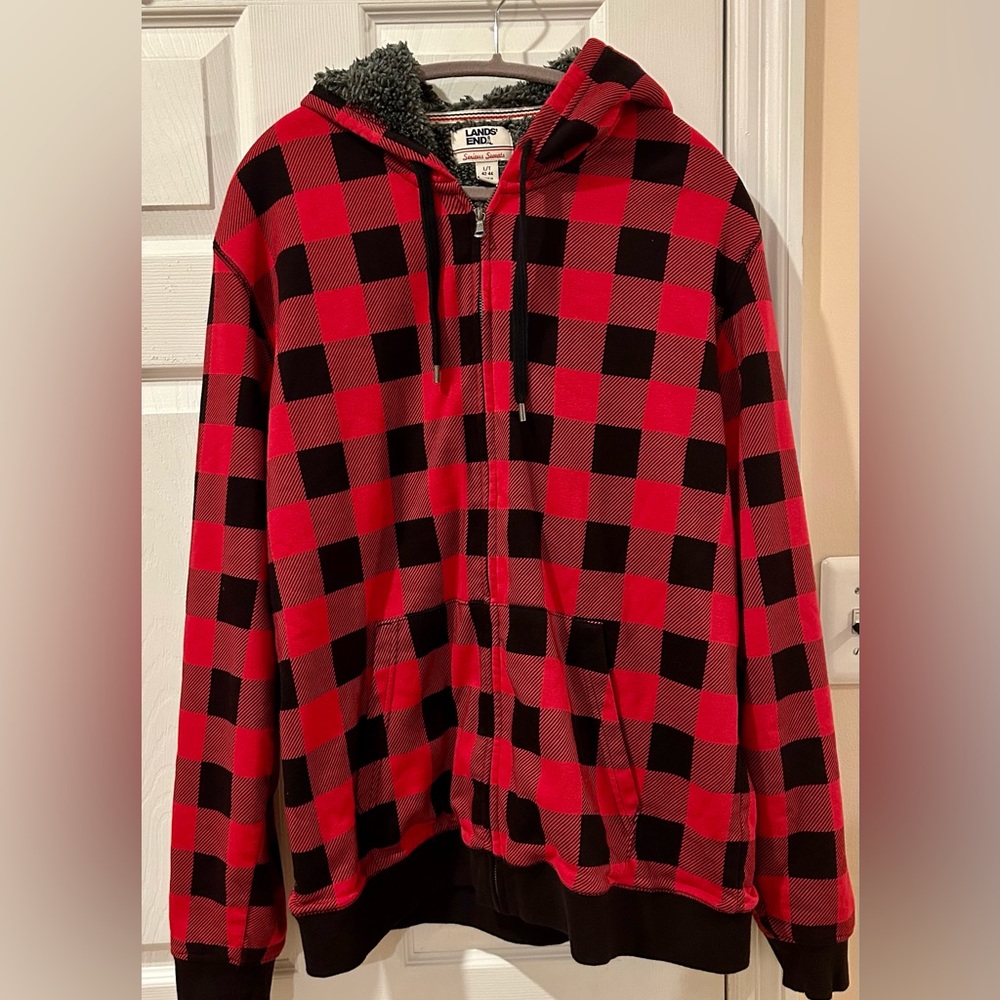 Men’s Lands End Buffalo Check zip up Hoodie
